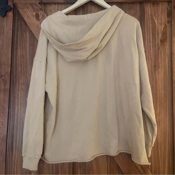 NWT Aerie Beige Oversized Lace-Up Hoodie XXS (Fits like Small/Medium) - Picture 4 of 4